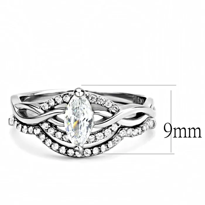DA133 High polished no plating Stainless Steel Ring with AAA Grade CZ in Clear Alamode Rings