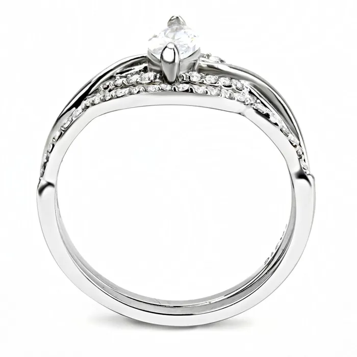 DA133 High polished no plating Stainless Steel Ring with AAA Grade CZ in Clear Alamode Rings