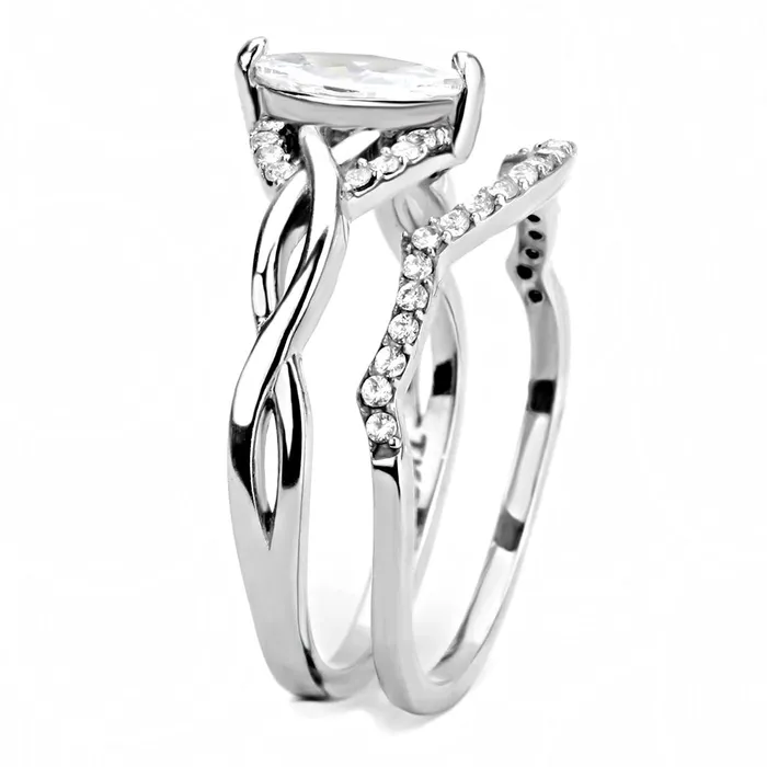 DA133 High polished no plating Stainless Steel Ring with AAA Grade CZ in Clear Alamode Rings