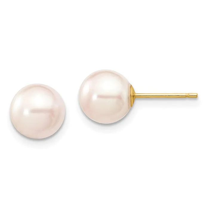 Earrings 14k 78mm Round White Saltwater Akoya Cultured Pearl Stud Post Earrings Jewelry Earrings 14k 78mm Round White Saltwater Akoya Cultured Pearl Stud Post Earrings Jewelry