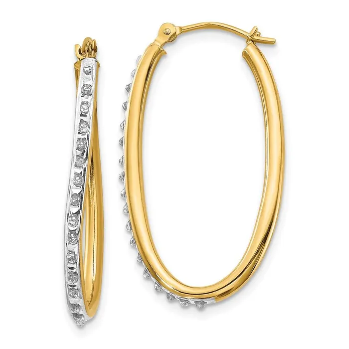 Earrings 14k Diamond Fascination Oval Twist Hoop Earrings Jewelry