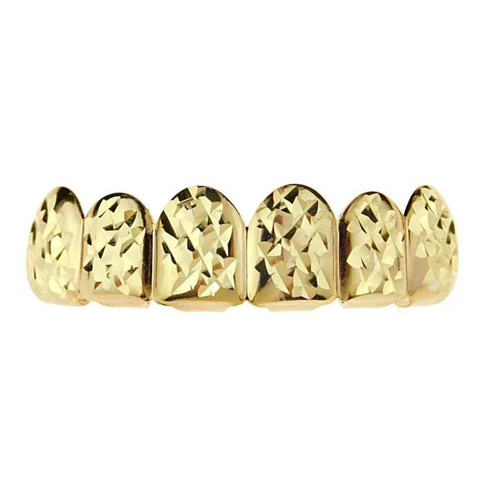 Earrings 14K Gold Plated DiamondCut Top Teeth Grillz Bling Cartel Admin