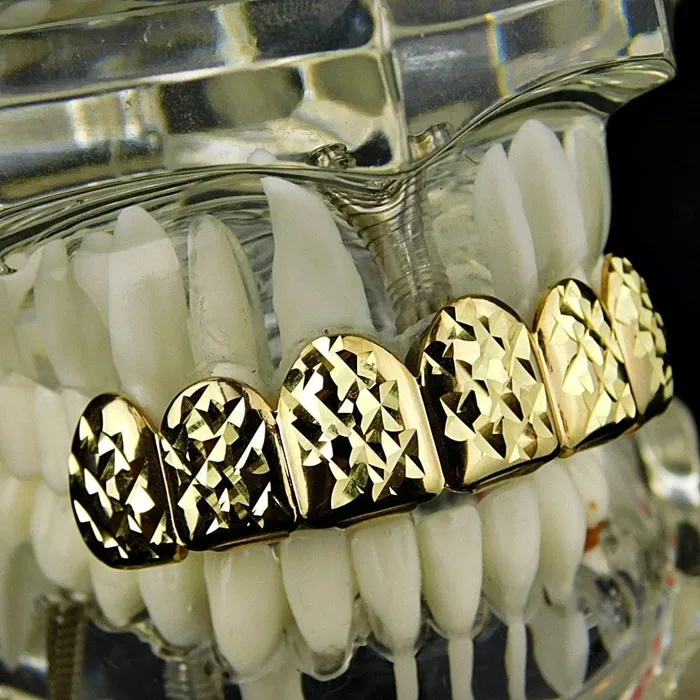 Earrings 14K Gold Plated DiamondCut Top Teeth Grillz Bling Cartel Admin
