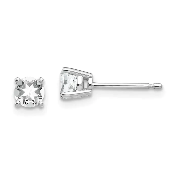 Earrings 14k White Gold 4mm Cubic Zirconia Earrings Jewelry