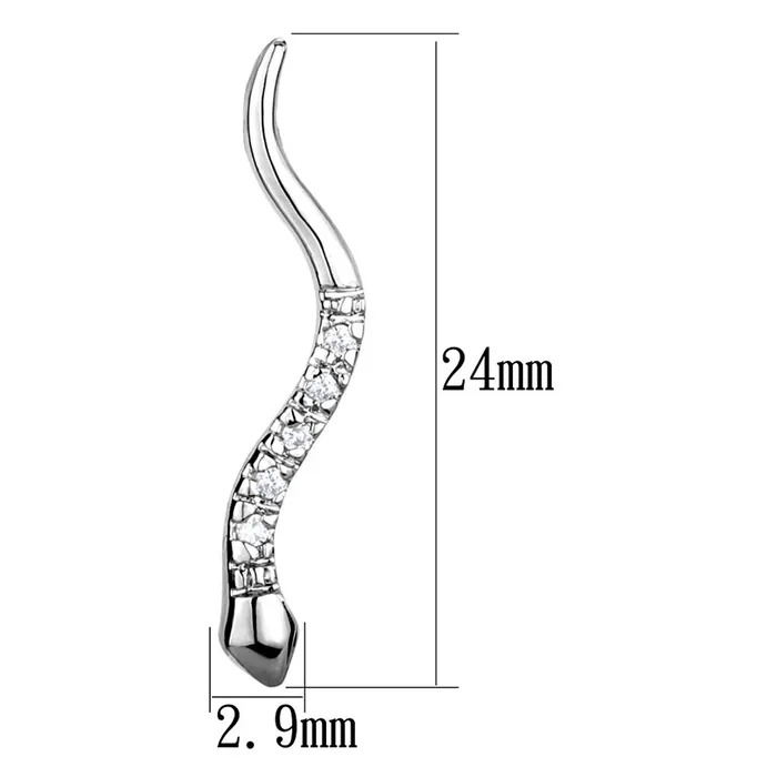 Earrings Alamode 3W1051 Rhodium Brass Earrings with AAA Grade CZ in Clear