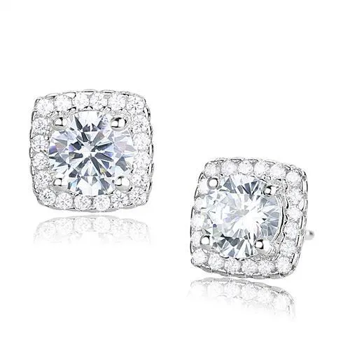 Earrings Alamode 3W1368 Rhodium 925 Sterling Silver Earrings with AAA Grade CZ in Clear Earrings Alamode 3W1368 Rhodium 925 Sterling Silver Earrings with AAA Grade CZ in Clear