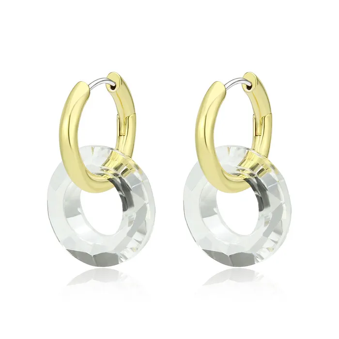 Earrings Alamode 3W1754G Flash Gold Brass Earring with Synthetic in Clear