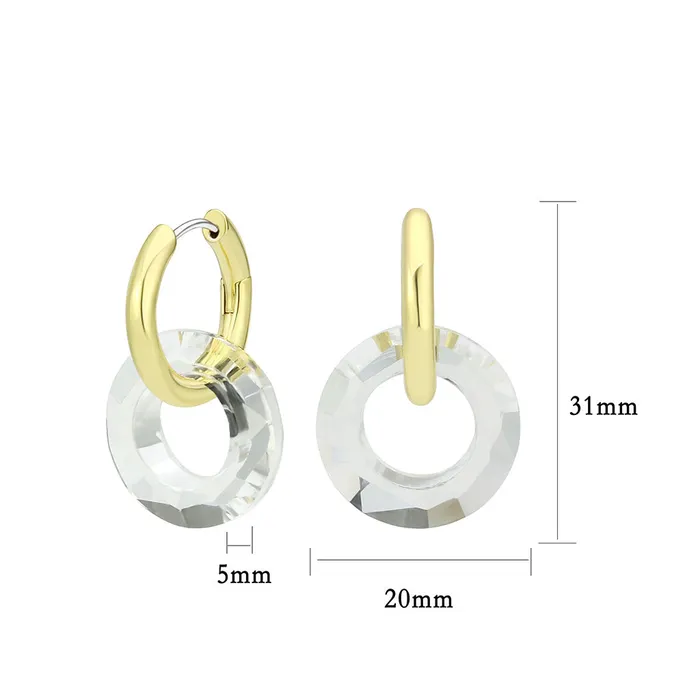Earrings Alamode 3W1754G Flash Gold Brass Earring with Synthetic in Clear