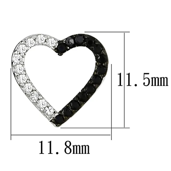 Earrings Alamode 3W381 Rhodium Ruthenium Brass Earrings with AAA Grade CZ in Jet