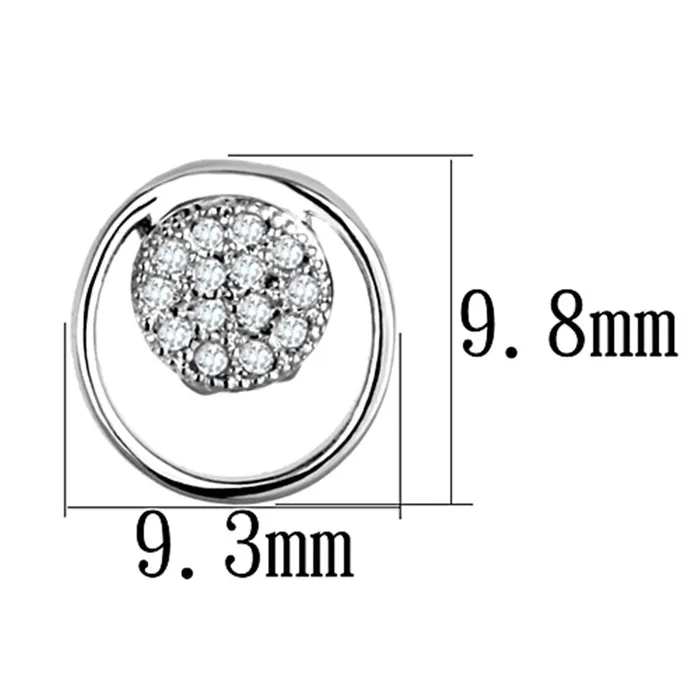 Earrings Alamode 3W669 Rhodium Brass Earrings with AAA Grade CZ in Clear