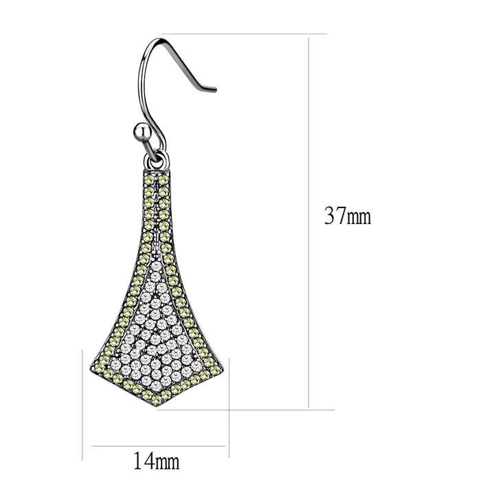 Earrings Alamode DA174 High polished no plating Stainless Steel Earrings with AAA Grade CZ in Topaz