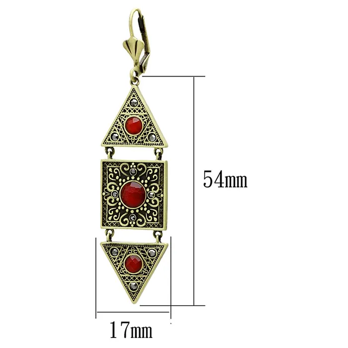 Earrings Alamode LO3851 Antique Copper Brass Earrings with Synthetic Synthetic Glass in Siam