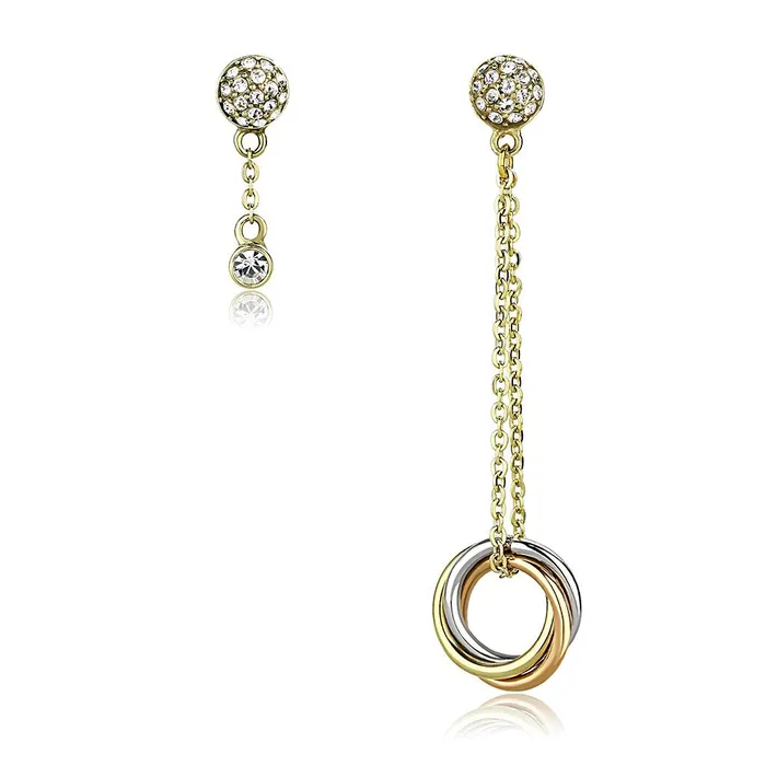 Earrings Alamode TK2579 IP Gold IP Rose Gold Ion Plating Stainless Steel Earrings with Top Grade Crystal in Clear Earrings Alamode TK2579 IP Gold IP Rose Gold Ion Plating Stainless Steel Earrings with Top Grade Crystal in Clear