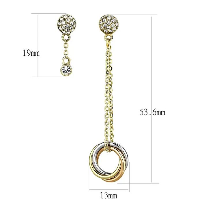Earrings Alamode TK2579 IP Gold IP Rose Gold Ion Plating Stainless Steel Earrings with Top Grade Crystal in Clear