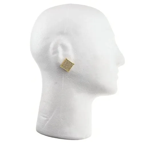 Earrings Bling Cartel Admin Big Square Iced Micro Pave Gold Finish 20MM Screw Back Earrings