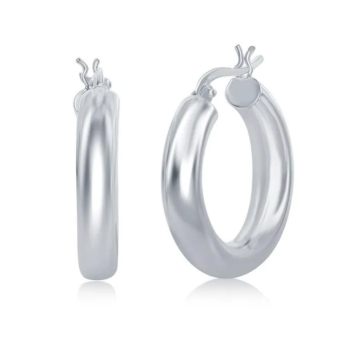 Earrings Classic Sterling Silver HighPolished Hoop Earrings 5 x 25 mm