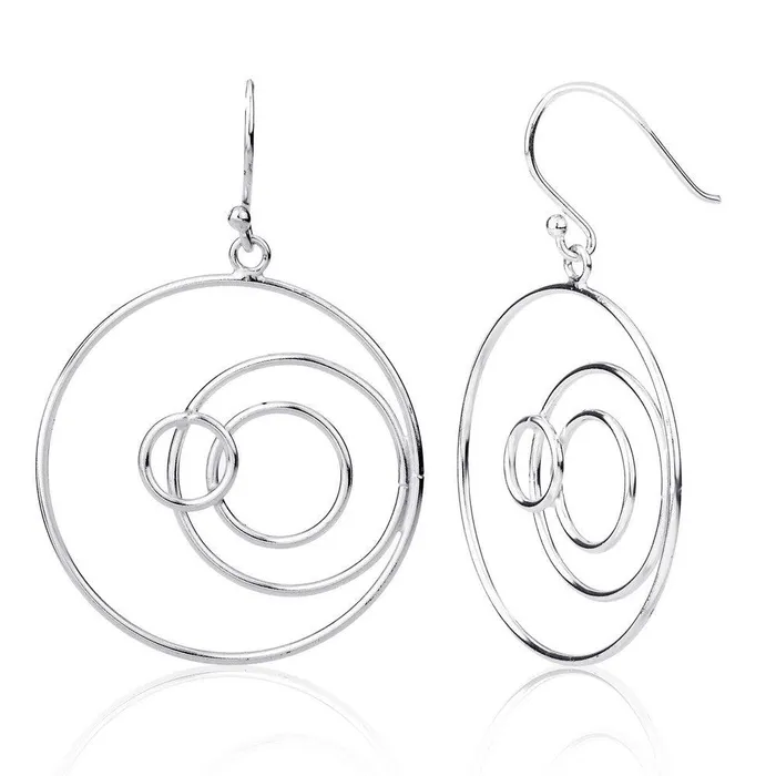 Earrings Classic Sterling Silver Multi Open Circles Earrings