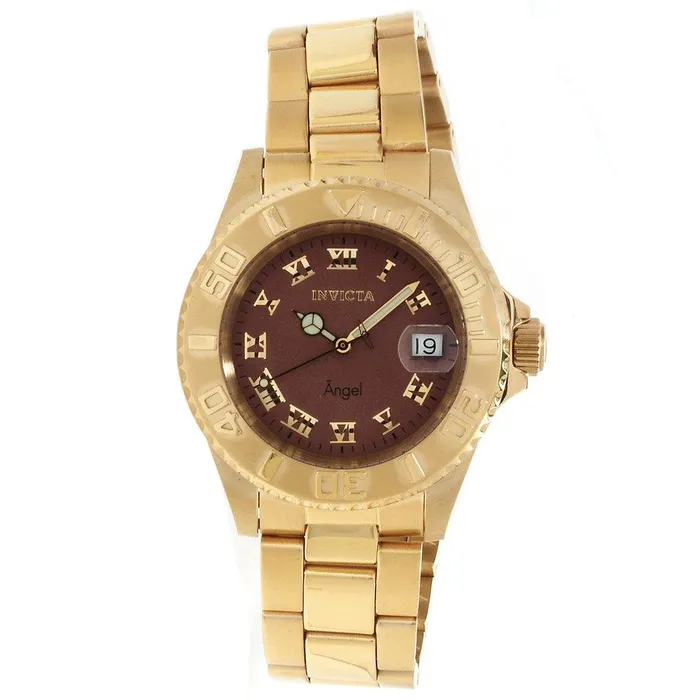 Earrings Invicta Invicta 14365 Womens Angel Quartz Dark Brown Dial Gold Tone Steel Dive Watch