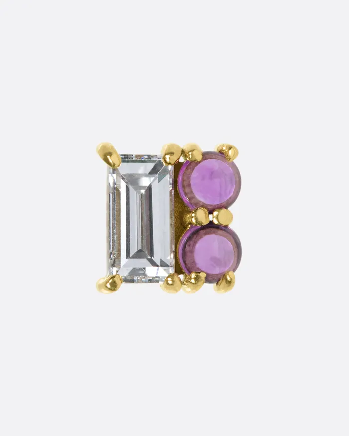 Earrings NEW YORK ADORNED Ruby Square Cluster Threadless Earring
