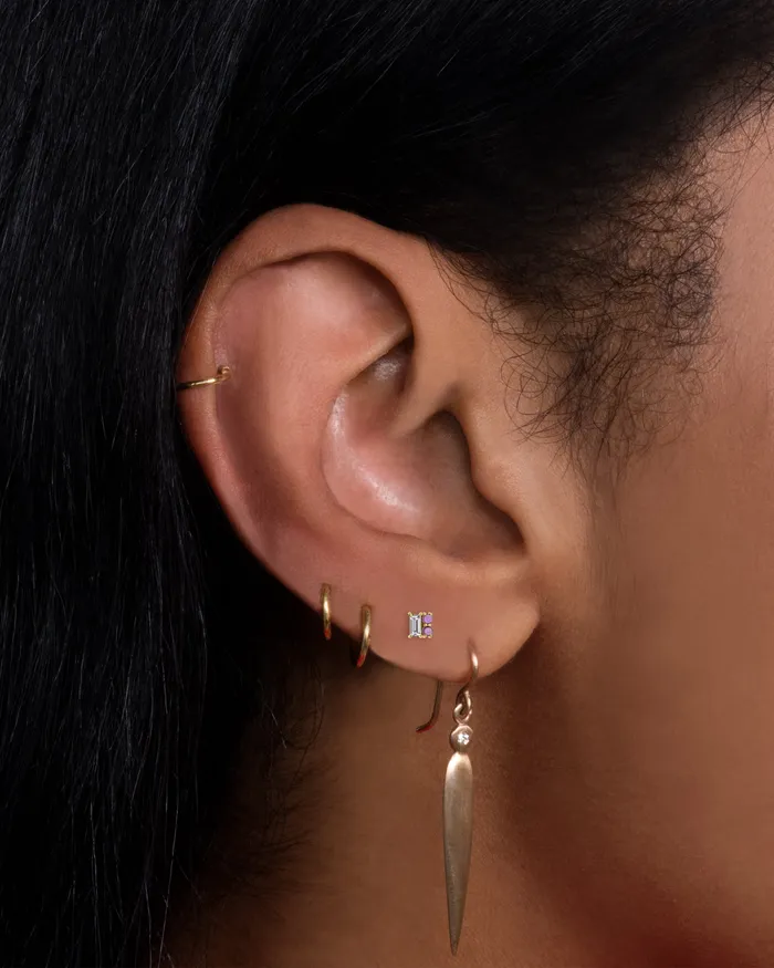 Earrings NEW YORK ADORNED Ruby Square Cluster Threadless Earring