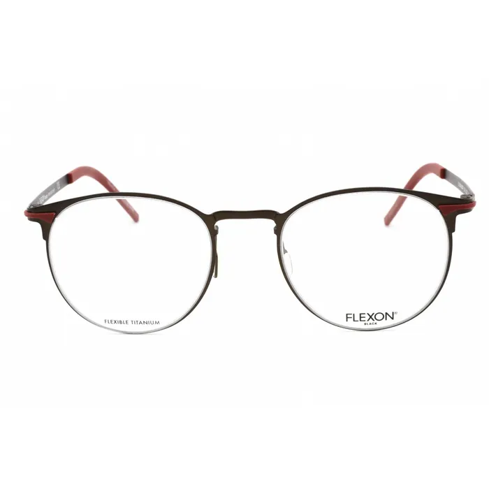 Flexon Rings Flexon Mens Eyeglasses Graphite Full Rim Round Frame Clear Lens FLEXON B2000 035