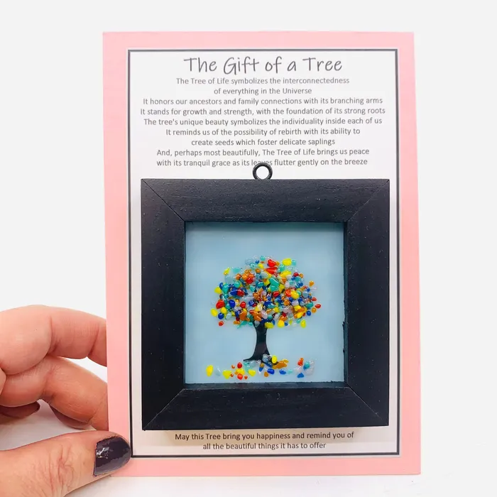 Glimmer Glass Gifts Fused Glass Tree of Life Shadow Box 96 Necklaces