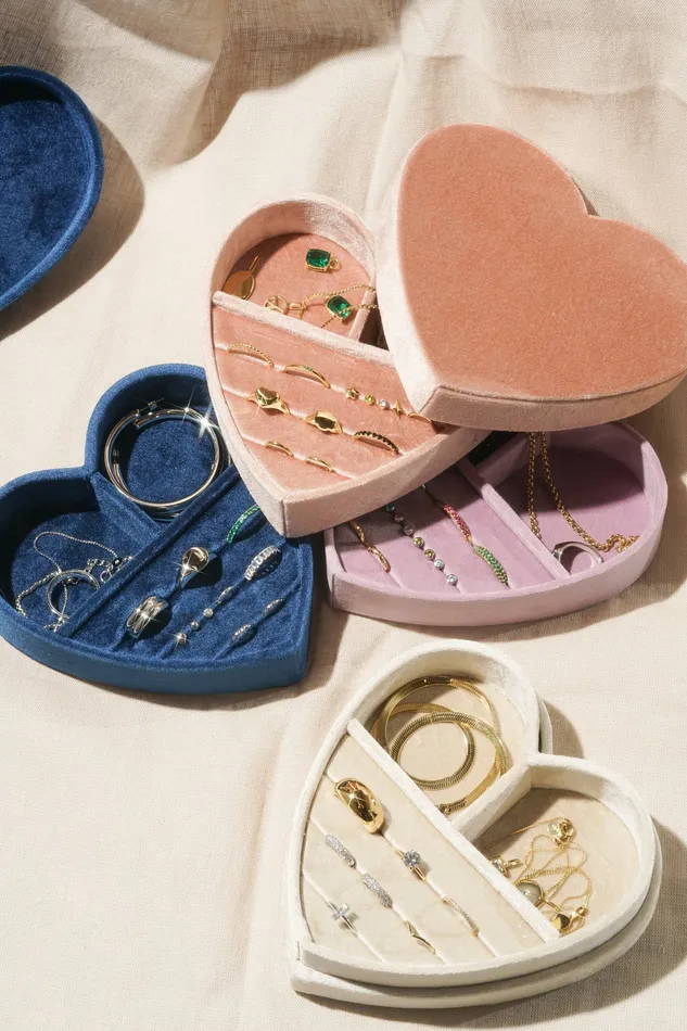 Heart Jewelry Box With Lid Dusty Rose READYMADE Necklaces