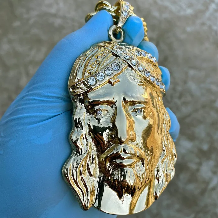 Huge Jumbo Jesus Head Gold Finish Rope Chain Necklace 30 Bling Cartel Admin Necklaces