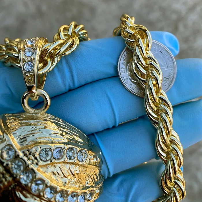 Huge Jumbo Jesus Head Gold Finish Rope Chain Necklace 30 Bling Cartel Admin Necklaces
