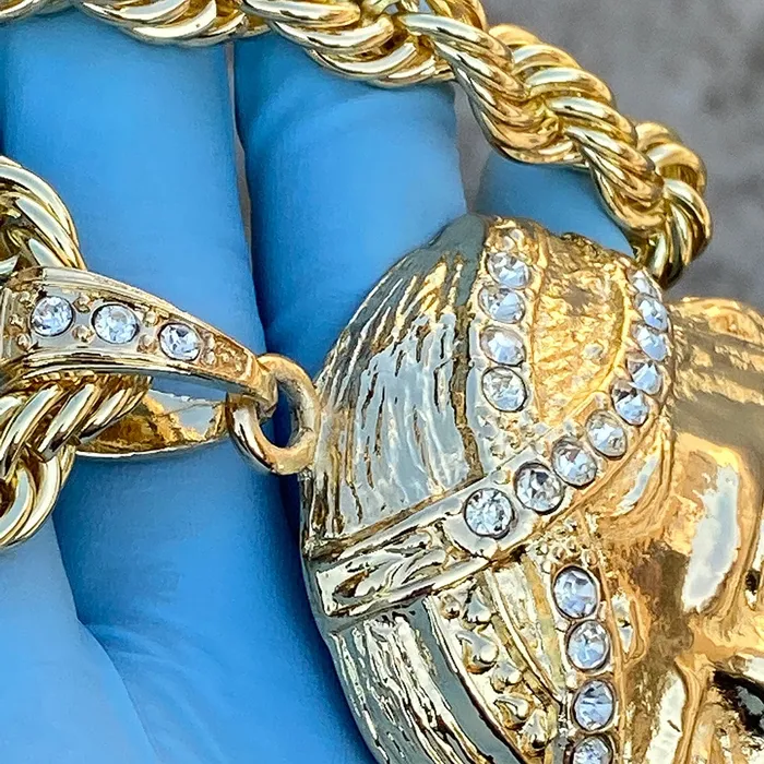 Huge Jumbo Jesus Head Gold Finish Rope Chain Necklace 30 Bling Cartel Admin Necklaces