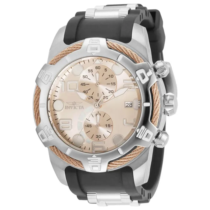 Invicta Mens Chronograph Watch Bolt Rose Gold Dial Black and Silver Strap 32311 Invicta Rings Invicta Mens Chronograph Watch Bolt Rose Gold Dial Black and Silver Strap 32311 Invicta Rings