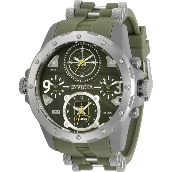 Invicta Mens Watch US Army Two Tone Green and Silver Tone Strap 31966 Invicta Rings