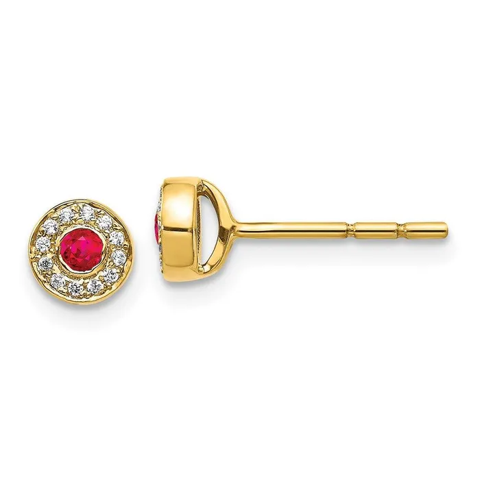 Jewelry 14k Diamond and Ruby Post Earrings Earrings