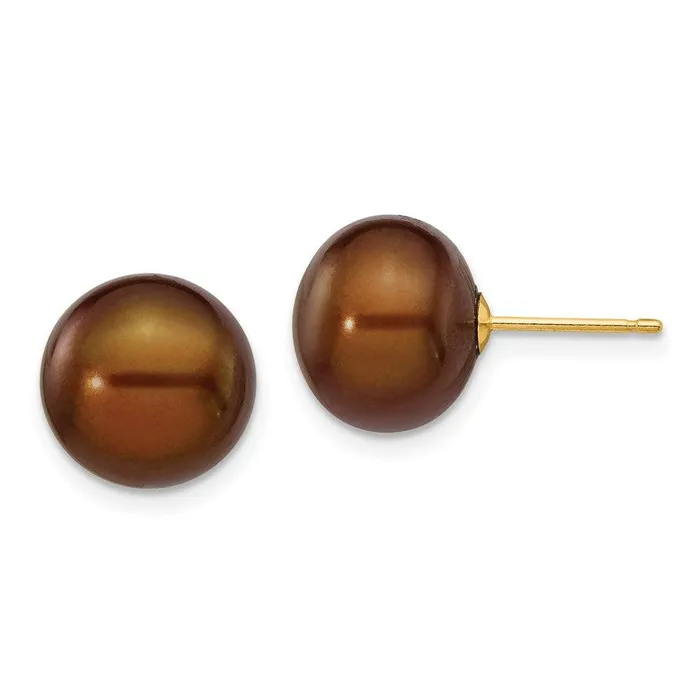 Jewelry Earrings 14k 1011mm Coffee Button Freshwater Cultured Pearl Stud Post Earrings Jewelry Earrings 14k 1011mm Coffee Button Freshwater Cultured Pearl Stud Post Earrings