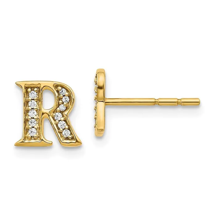 Jewelry Earrings 14k Diamond Initial R Earrings