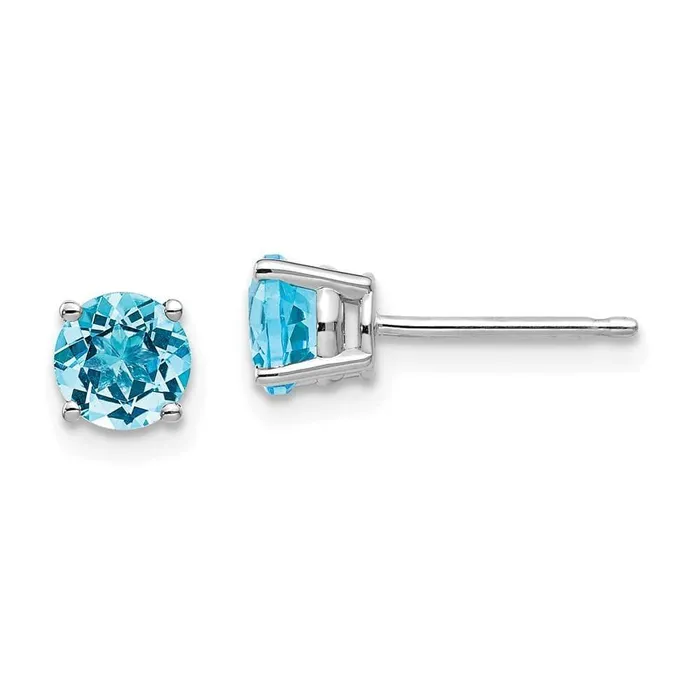 Jewelry Earrings 14k White Gold 5mm Blue Topaz Earrings