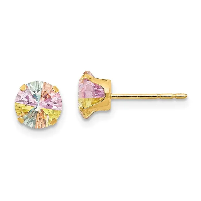 Jewelry Earrings Madi K Kids 14k Multicolor CZ 6mm Post Earrings