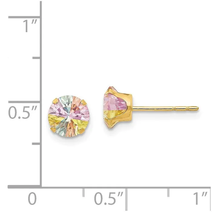 Jewelry Earrings Madi K Kids 14k Multicolor CZ 6mm Post Earrings