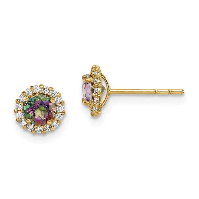 Jewelry Earrings Madi K Kids 14k Mystic Clear CZ Post Earrings