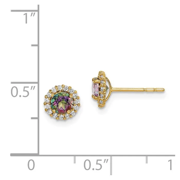 Jewelry Earrings Madi K Kids 14k Mystic Clear CZ Post Earrings