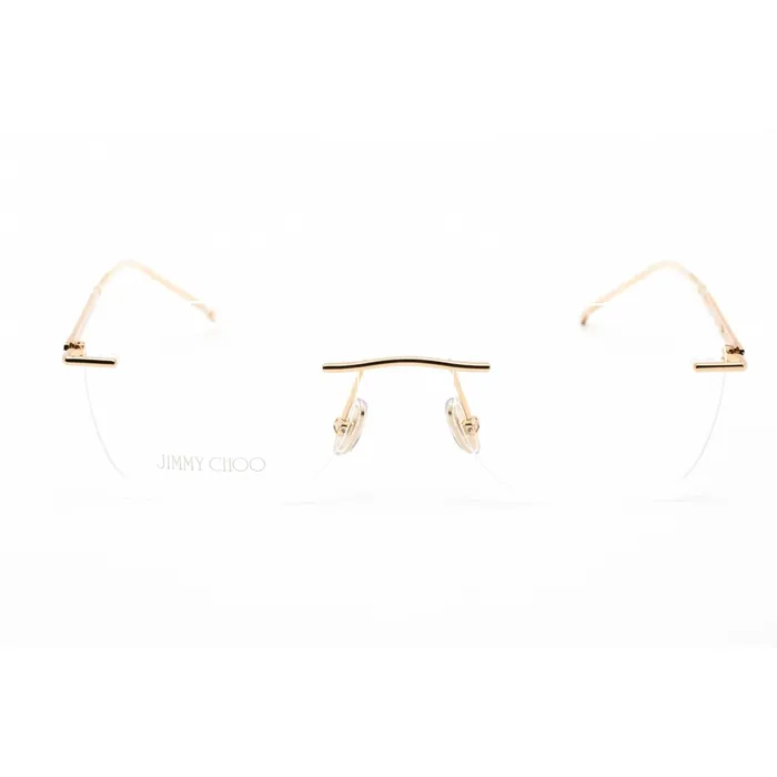 Jimmy Choo Rings Jimmy Choo Mens Eyeglasses Rimless Gold Silver Rectangular Frame JC365 083I 00