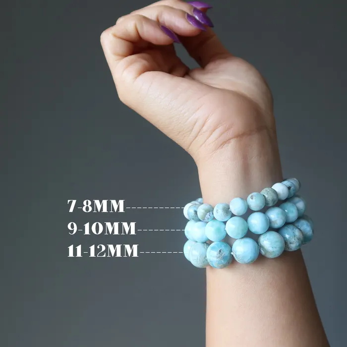 Larimar Bracelet Blue Precious Caribbean Sea Satin Crystals Bracelets