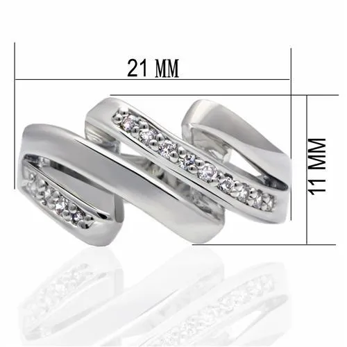 LO2068 Rhodium Brass Ring with AAA Grade CZ in Clear Alamode Rings