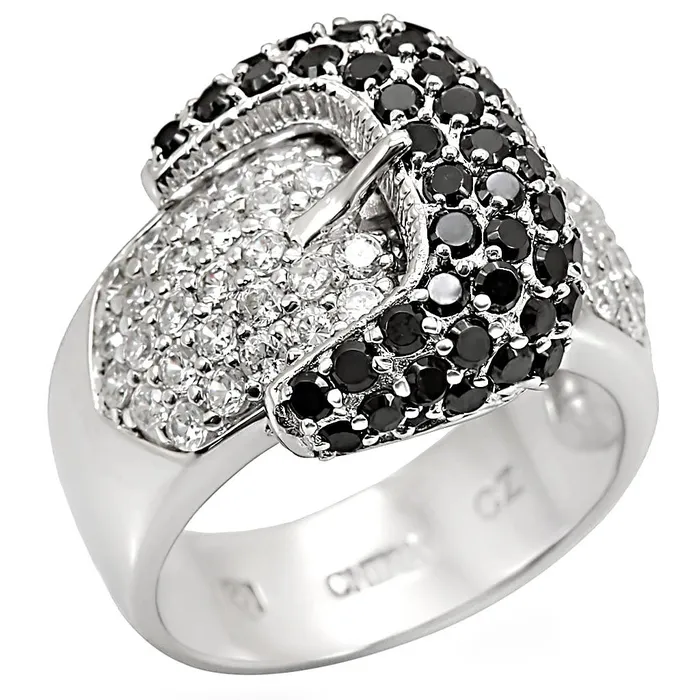 LOS415 Rhodium 925 Sterling Silver Ring with AAA Grade CZ in Black Diamond Alamode Rings LOS415 Rhodium 925 Sterling Silver Ring with AAA Grade CZ in Black Diamond Alamode Rings