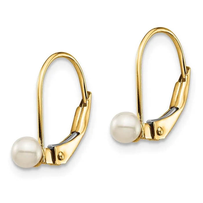 Madi K Kids 14K 34mm White Round FW Cultured Pearl Leverback Earrings Jewelry Earrings