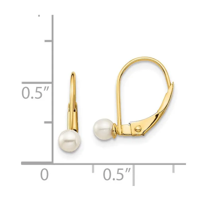 Madi K Kids 14K 34mm White Round FW Cultured Pearl Leverback Earrings Jewelry Earrings