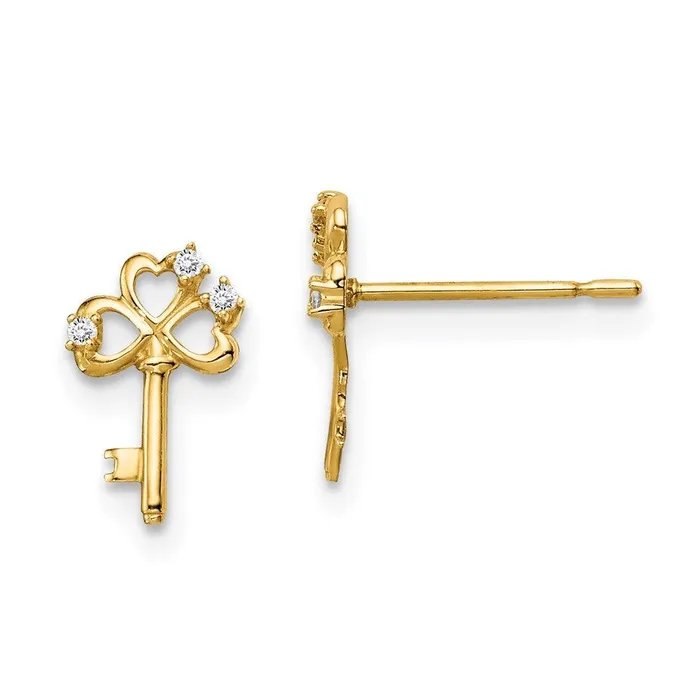 Madi K Kids 14k CZ Key Post Earrings Jewelry Earrings