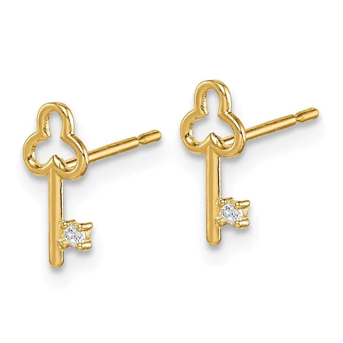 Madi K Kids 14k CZ Key Post Earrings Jewelry Earrings