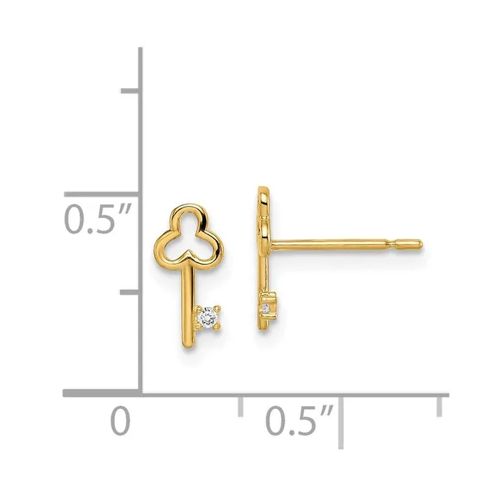 Madi K Kids 14k CZ Key Post Earrings Jewelry Earrings