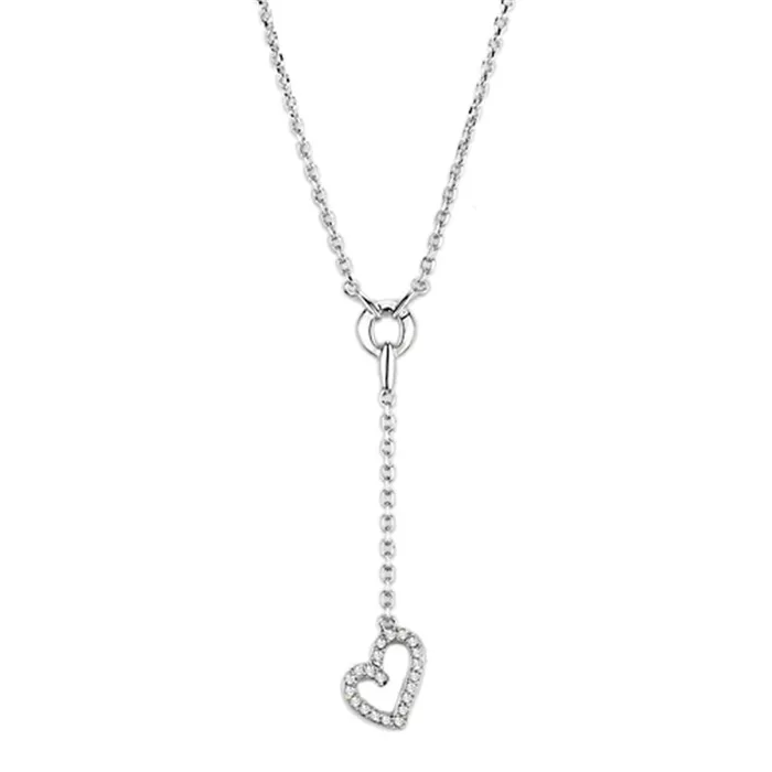 Necklaces 3W425 Rhodium Brass Necklace with AAA Grade CZ in Clear Alamode